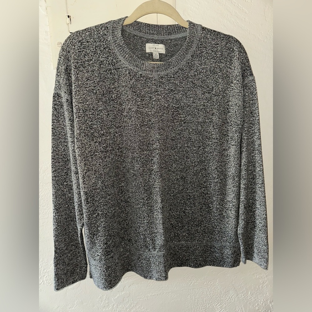 Lucky Brand Women’s Charcoal Long Sleeve Crewneck Sweater Size Small